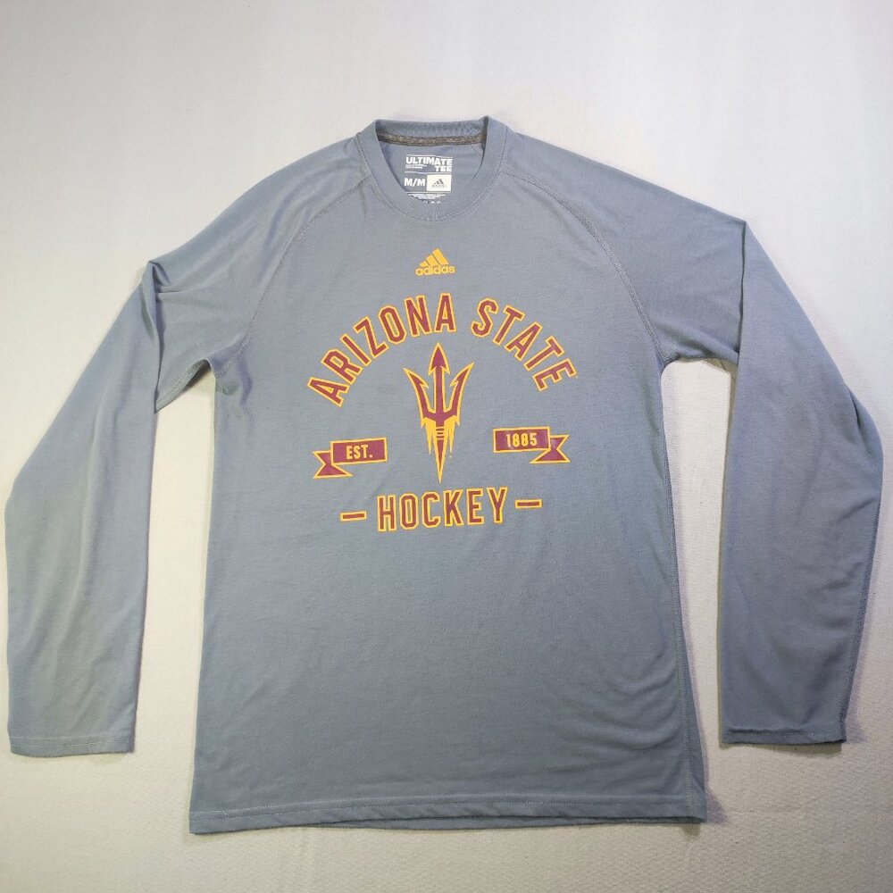 Adidas Ultimate Tee Arizona State Hockey long sleeve shirt men's size M grey